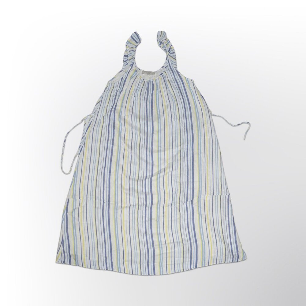 LOFT Striped Midi Dress - Blue, Yellow, and White - M